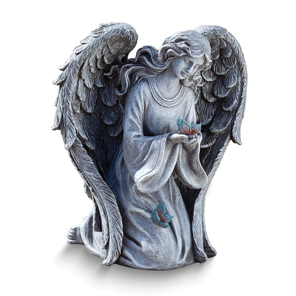 Kneeling Angel and Butterfly 11 inch Resin Garden Statue