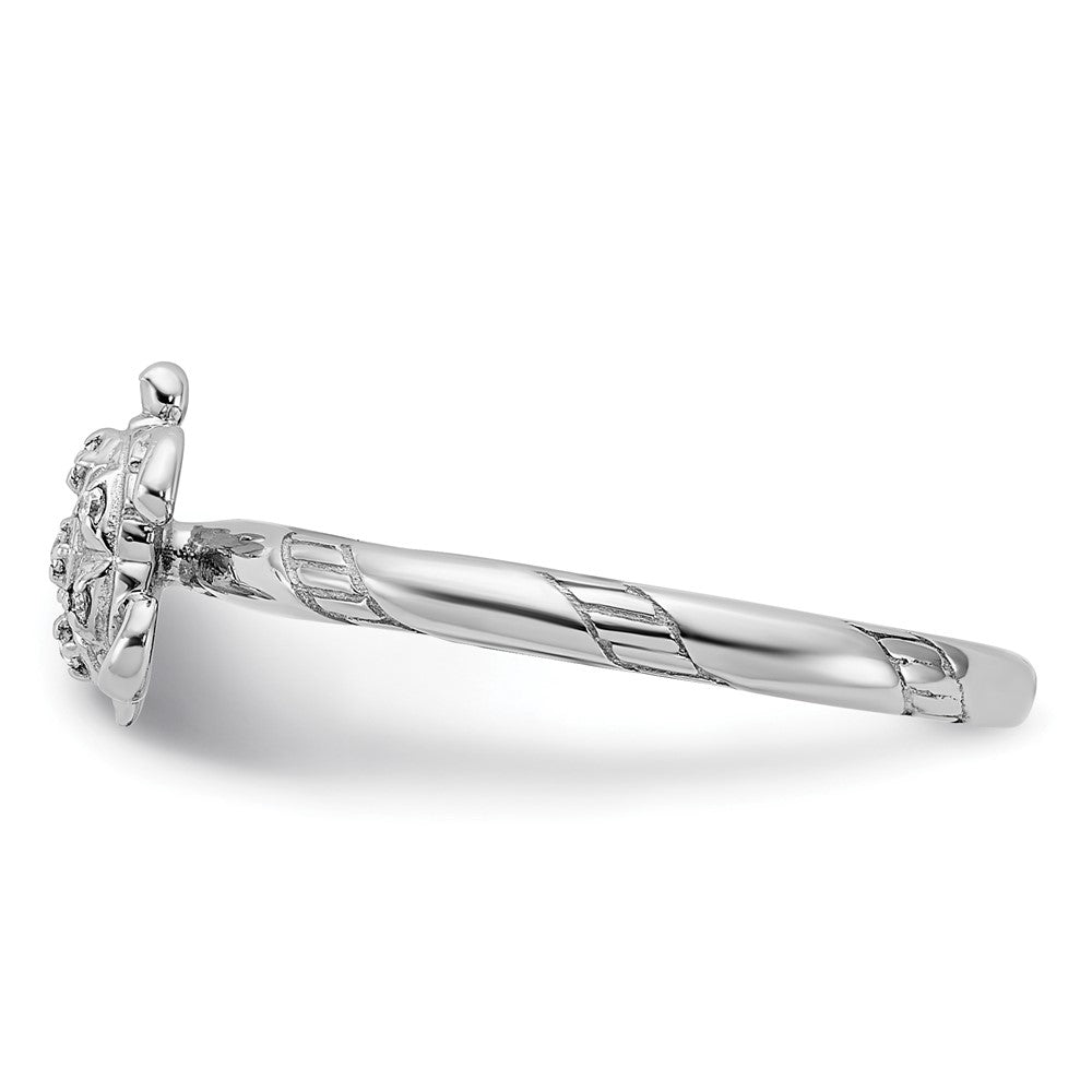 Sterling Silver Stackable Expressions Diamond Turtle Ring Size -8