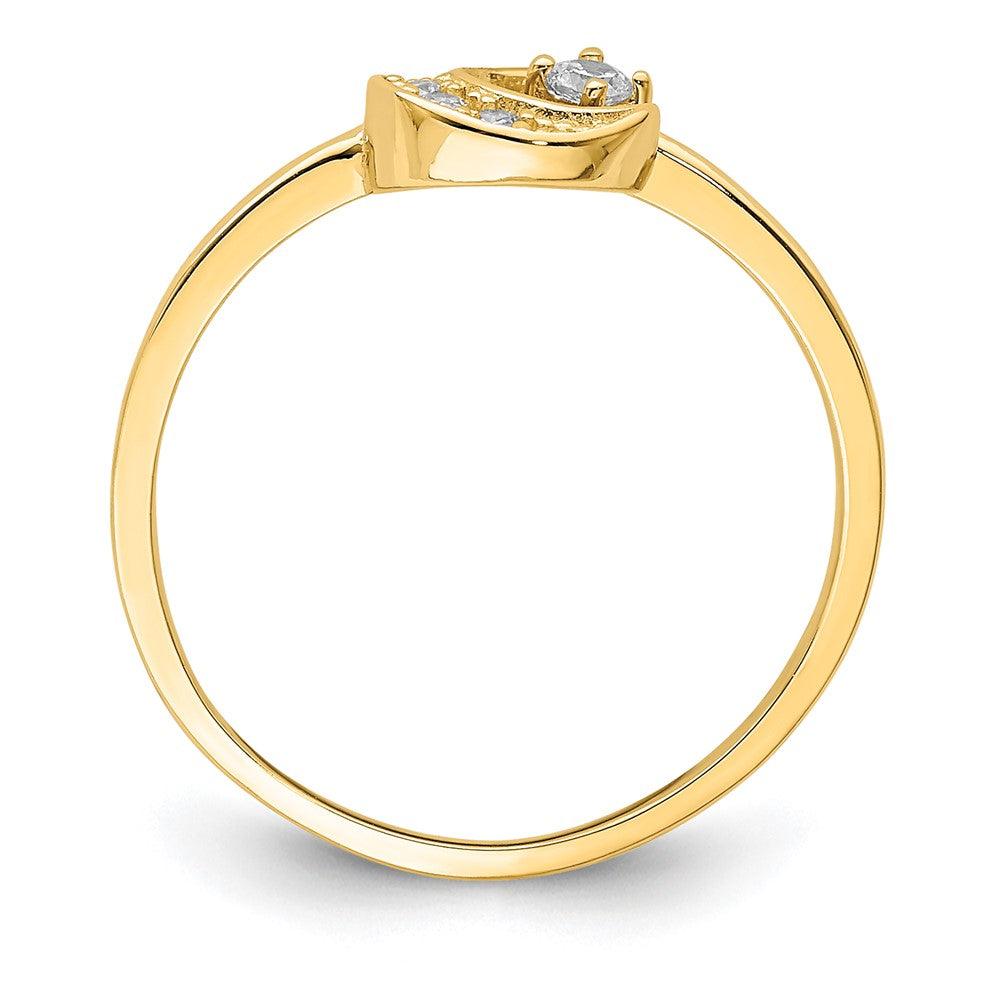 14K CZ Moon Ring Size 7