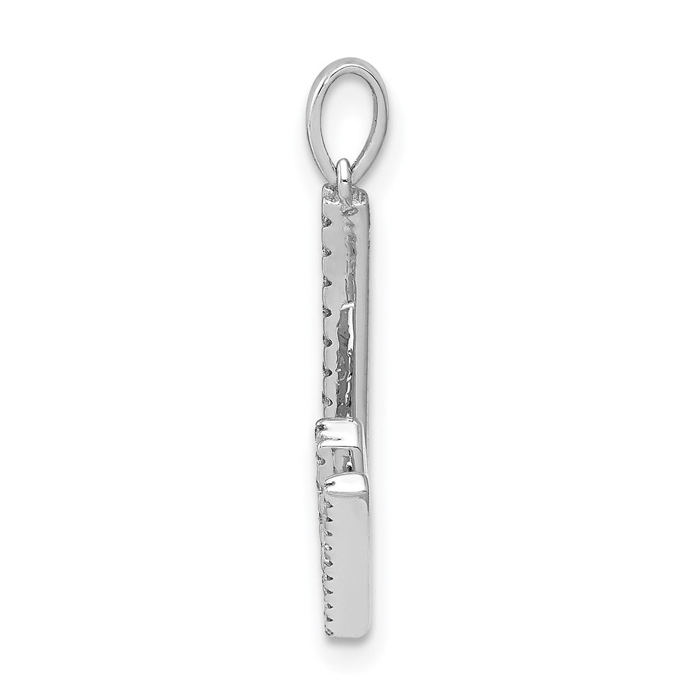14K White Gold Diamond Letter W Initial Pendant