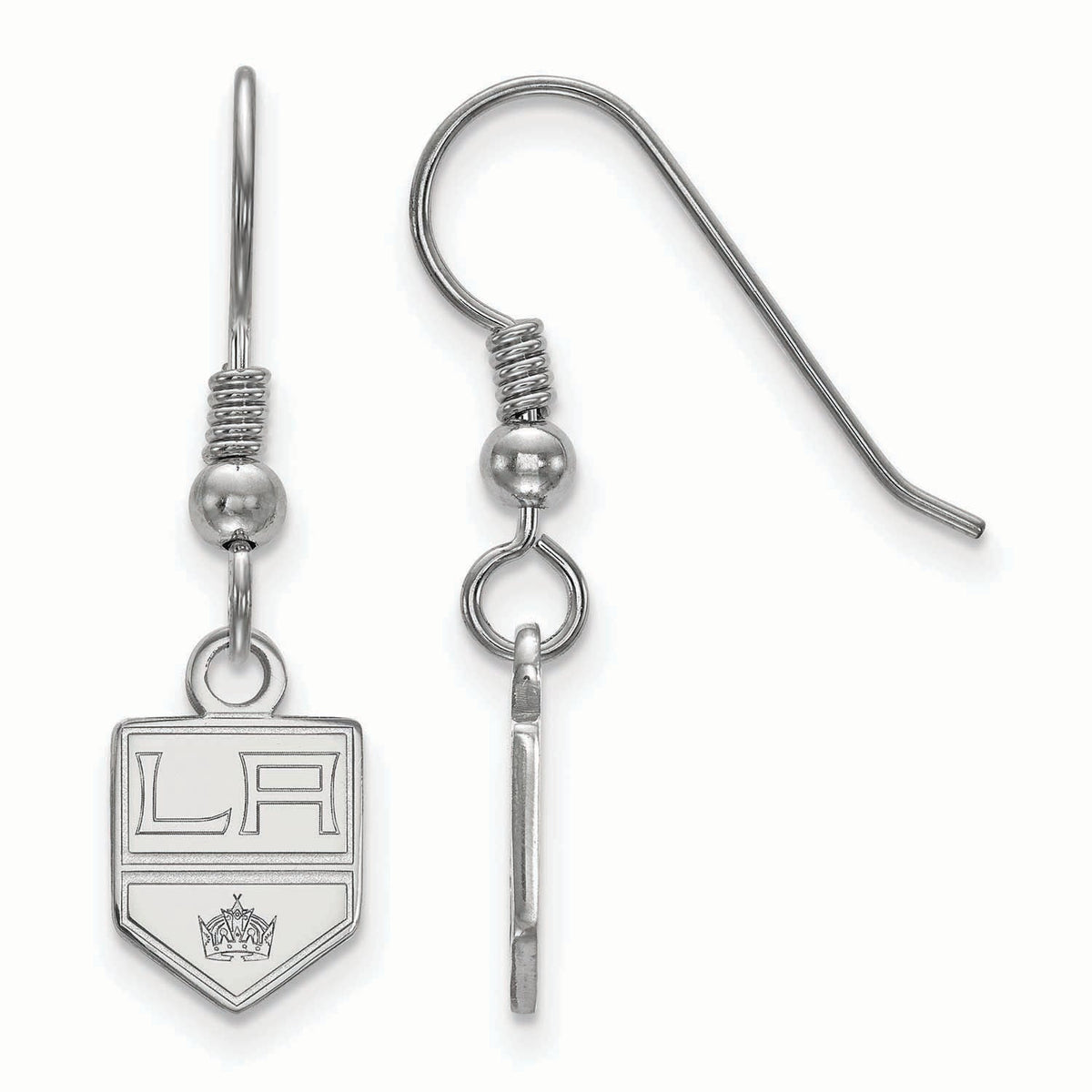 Sterling Silver Rhodium Plated NHL Los Angeles Kings XS Dangle Earrings