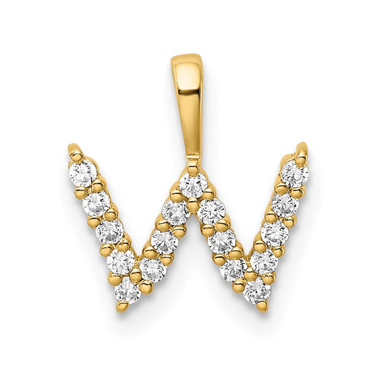 14k 1/6 carat Lab Grown Diamond VS/SI+ G+ Letter W Initial Pendant