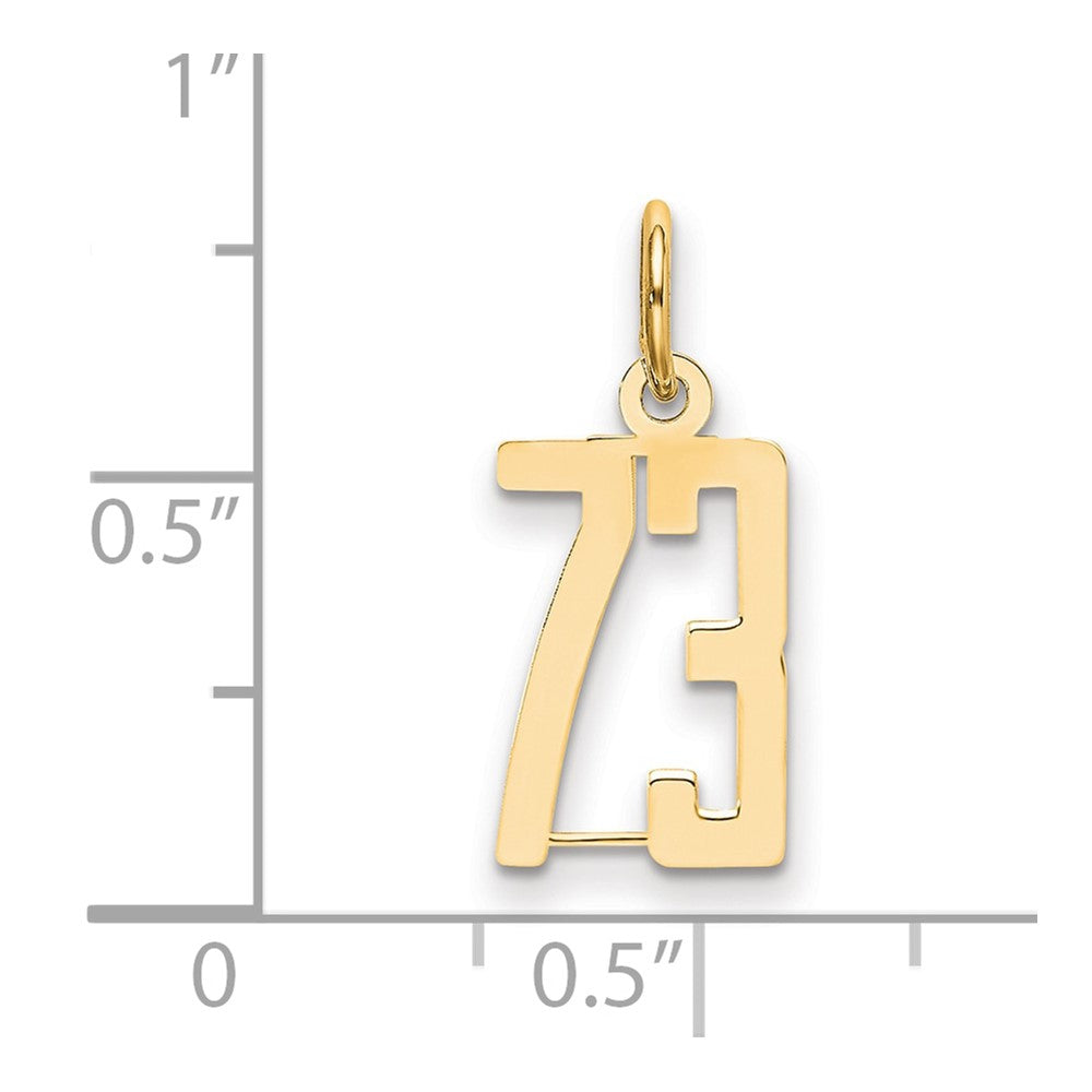 14k Small Elongated Number 73 Charm