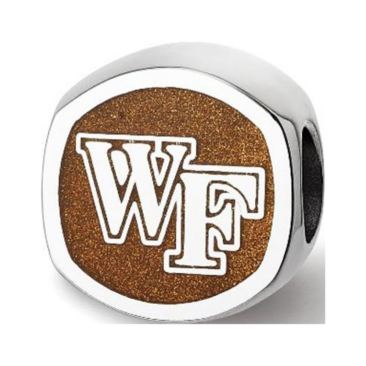 Logoart 925 Sterling Silver Wake Forest University wf Primary Cushion-Cut Double Logo Bead