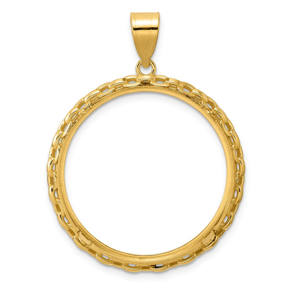 14k Polished Box with 27.0mm Prong Coin Bezel Pendant
