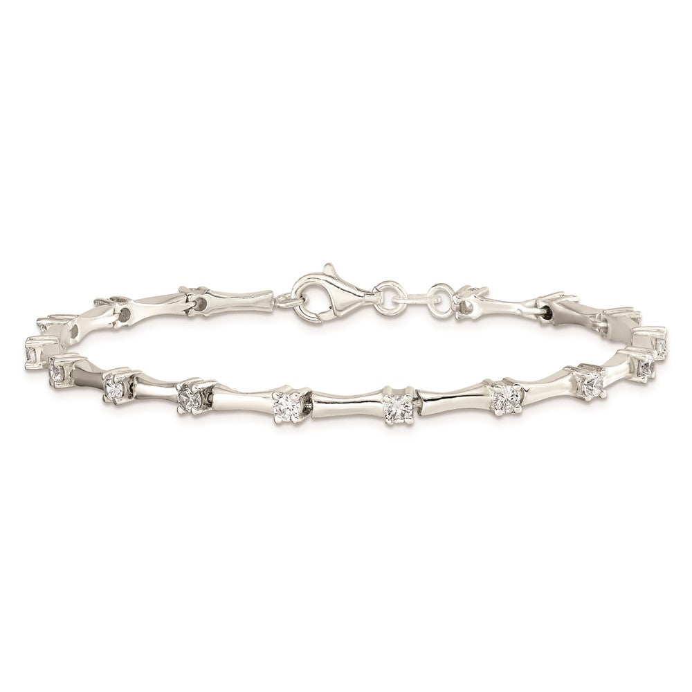 Sterling Silver CZ Fancy Polished Bracelet 7 inches