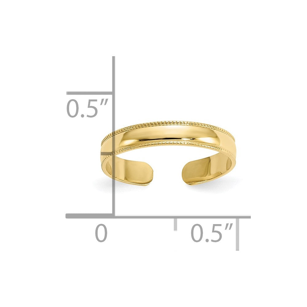 10k Mill Grain Adjustable Toe Ring