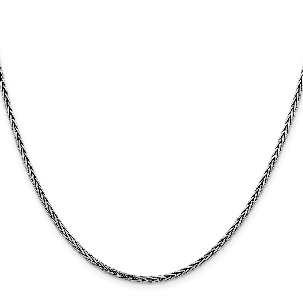 Sterling Silver Antiqued 2.2mm Solid Square Spiga Chain 18 Inches