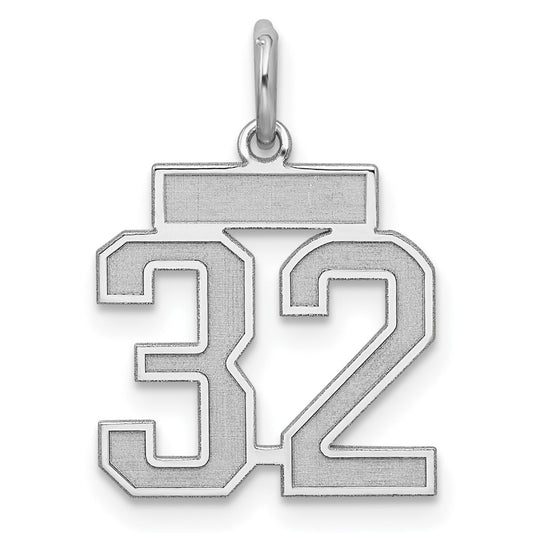 Sterling Silver/Rhodium-plated Satin Number 32 Charm