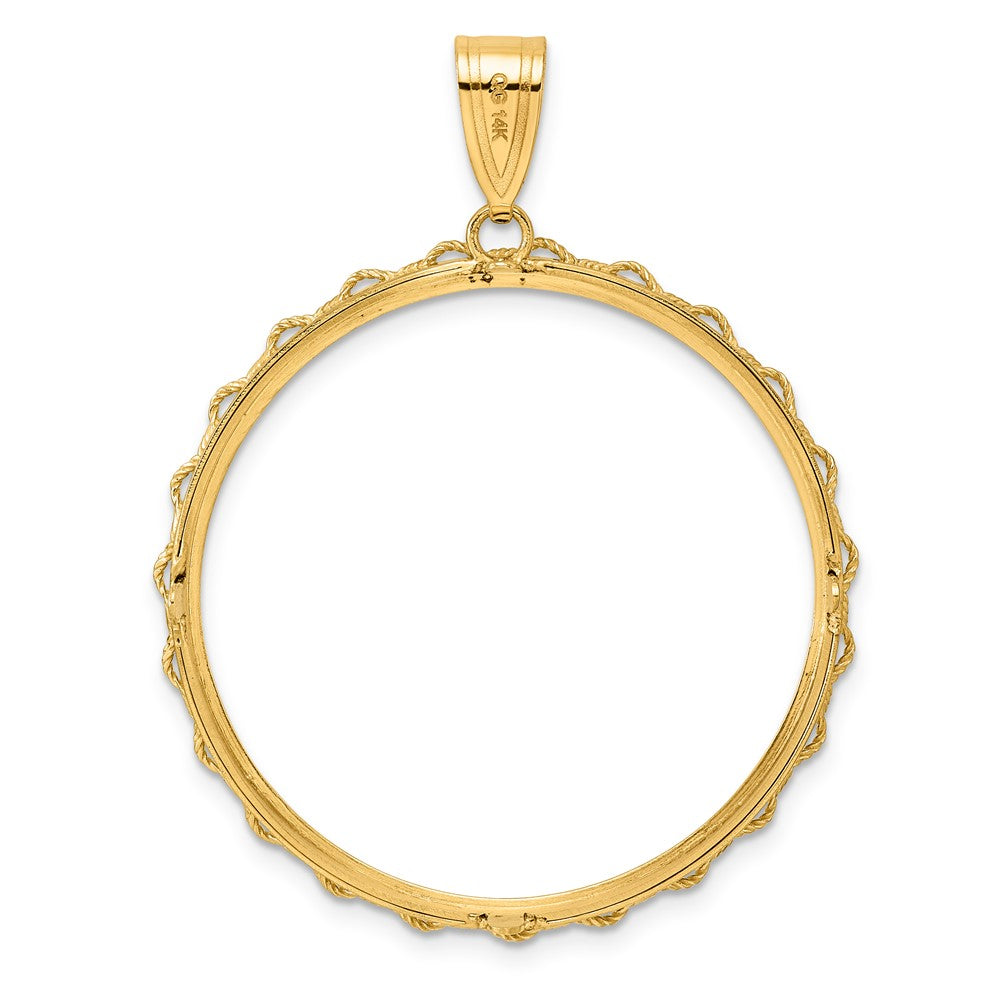 14k Polished Rope with 32.0mm Prong Coin Bezel Pendant
