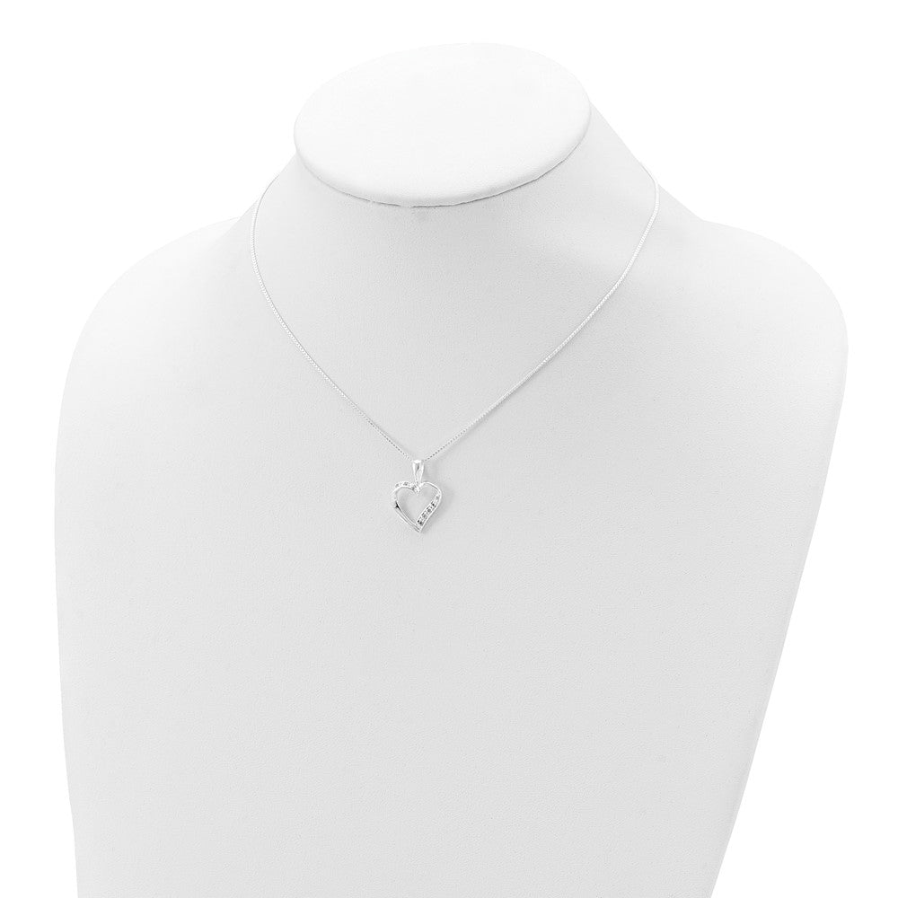 Sterling Silver CZ Heart Necklace 18 Inches