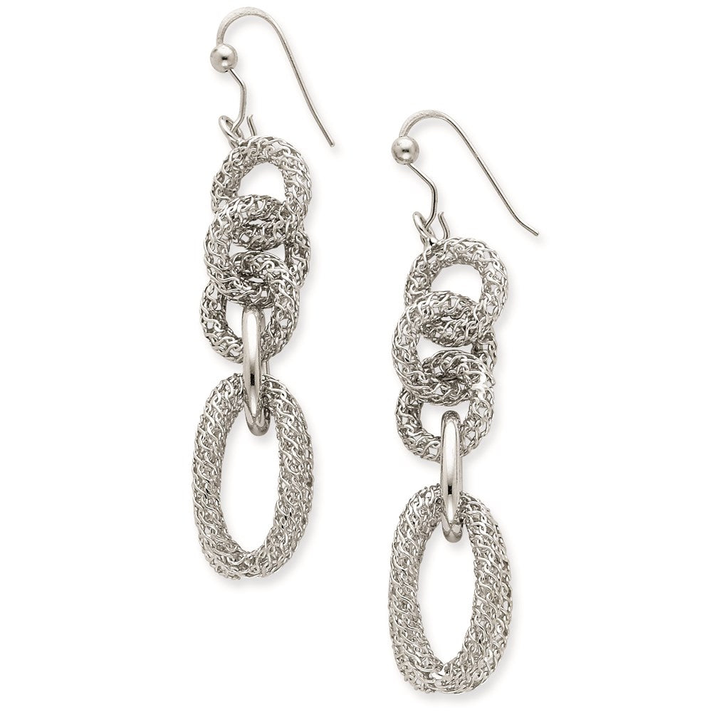Sterling Silver & Rhodium Oval & Circle Dangle Earrings