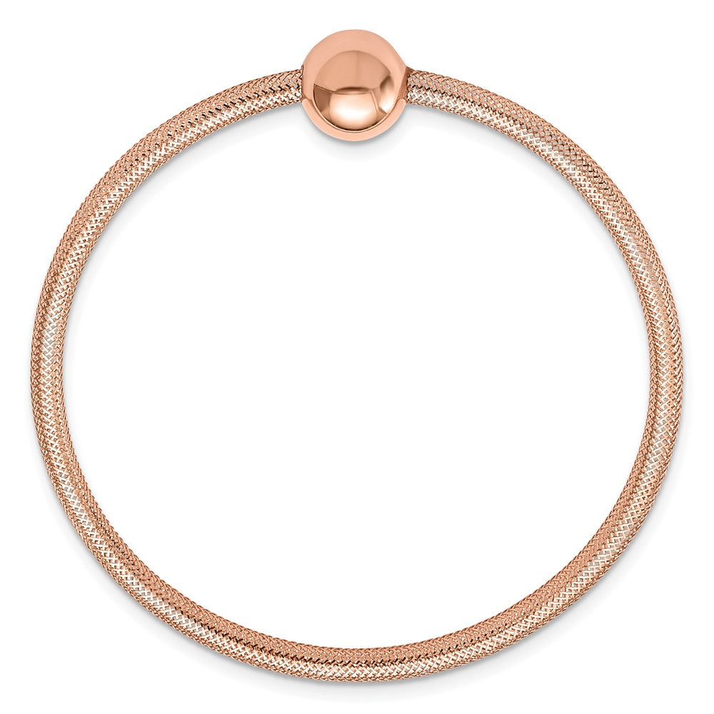 14K w/Rose Gold-plating Polished with Bead Stretch Bracelet
