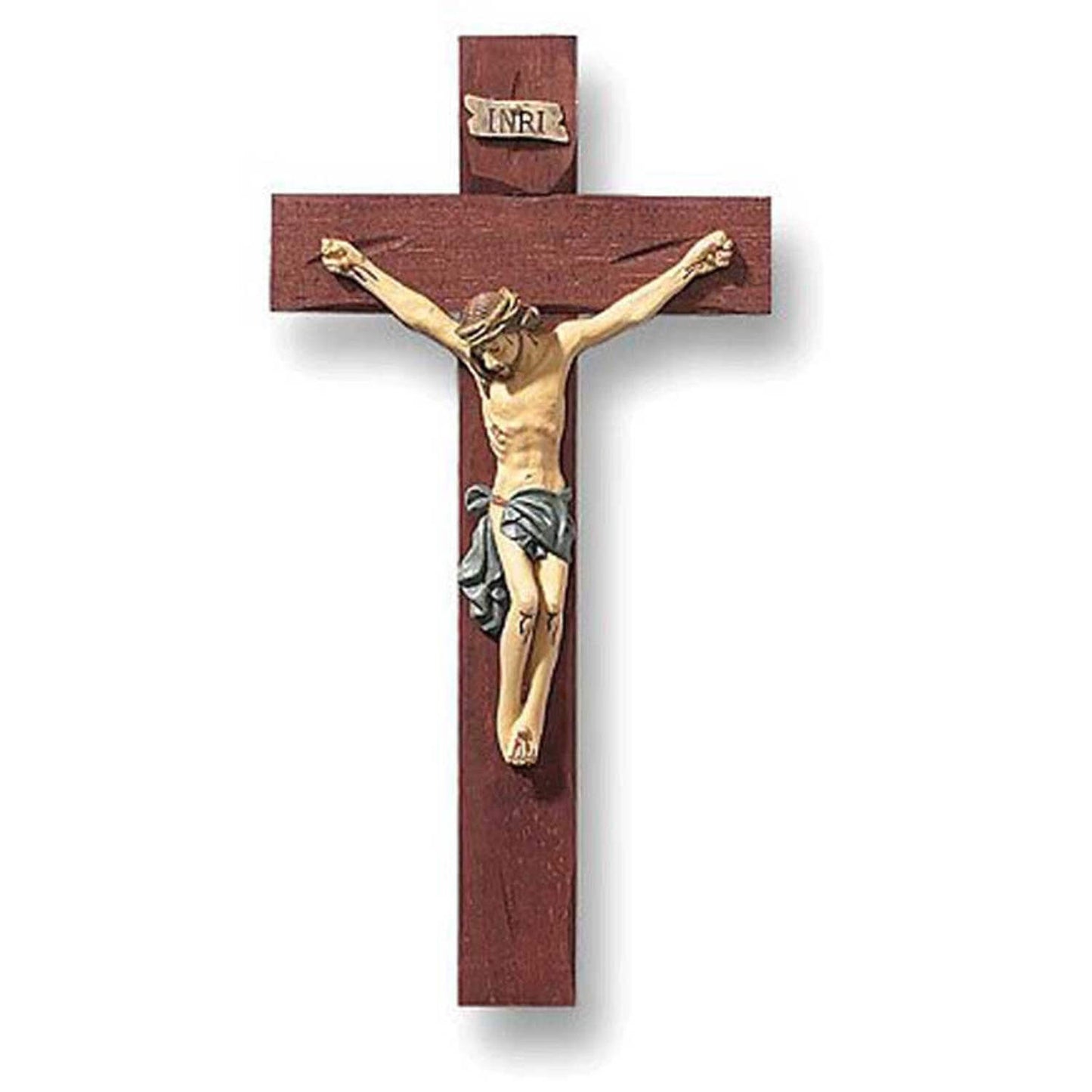 8 Inch Hand-painted Resin and Wood Roma Crucifix QGM1091