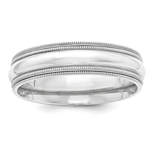925 Sterling Silver Polished 6mm Comfort-Fit Double Milgrain Size 5.5 Band Ring Ring for Women and Men