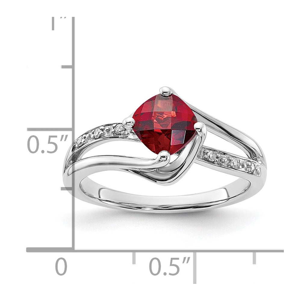 10K White Gold Garnet and Diamond Ring