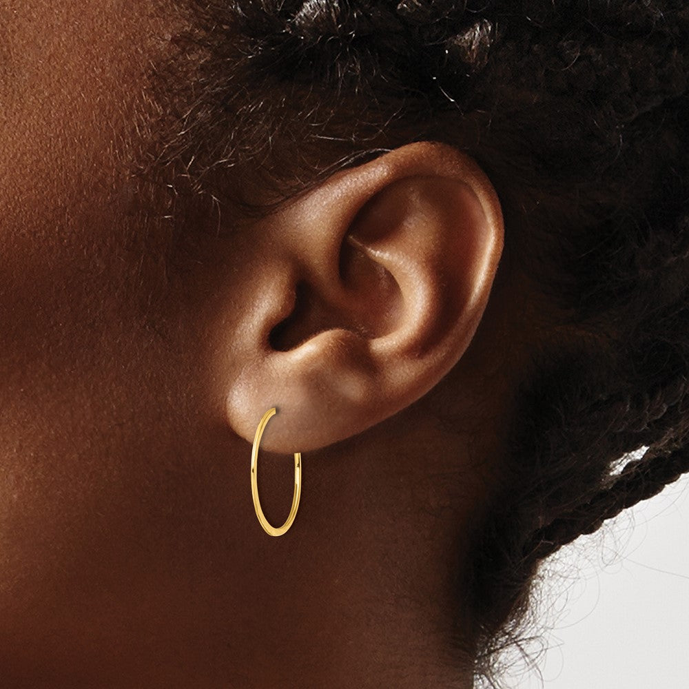 Sterling Silver Gold-tone Polished and Hammered Hoop Earrings