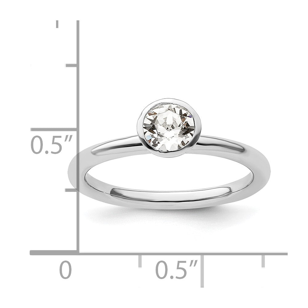 Sterling Silver Stackable Expressions High 5mm April Crystal Ring Size -7