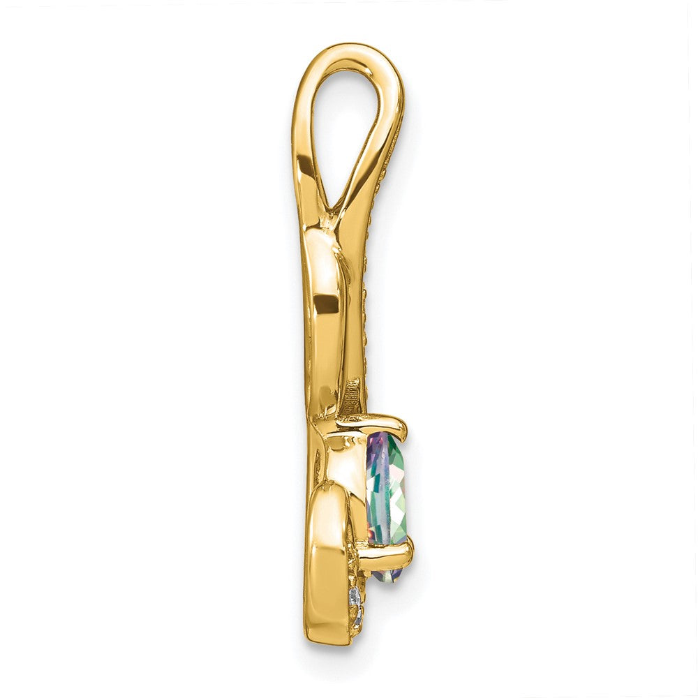 14k Mystic Fire Topaz and Diamond Swirl Pendant