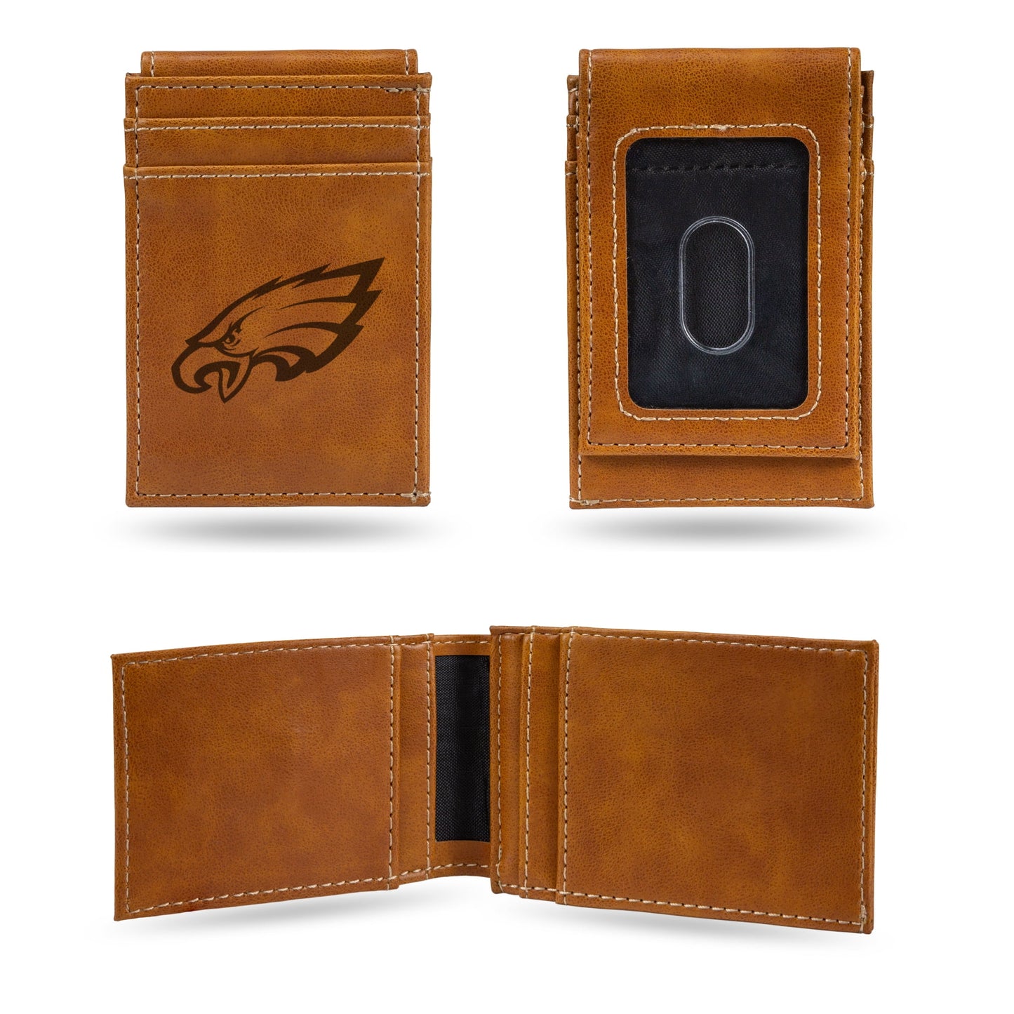 Eagles Laser Engraved Brown Front Pocket Wallet