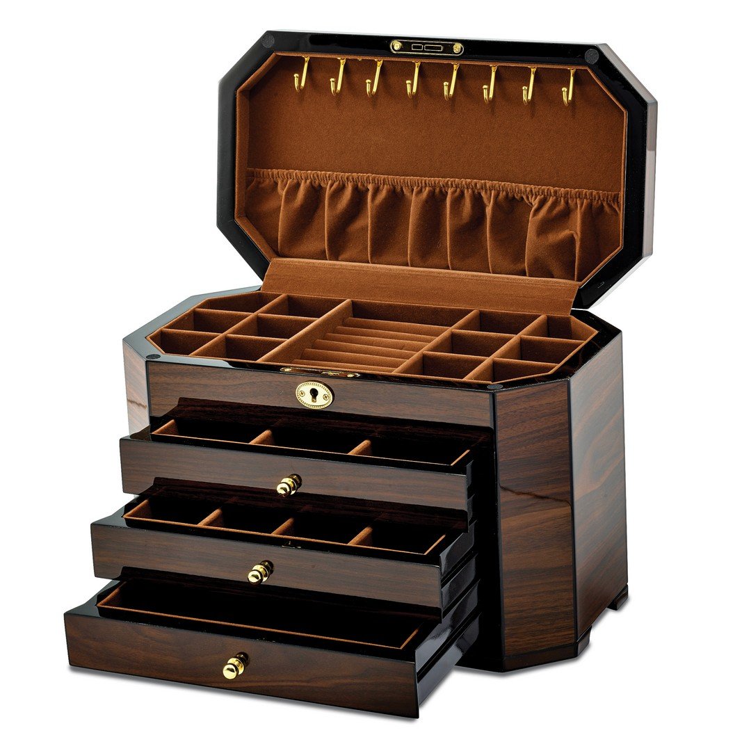 Walnut with Black Accents Jewelry Chest