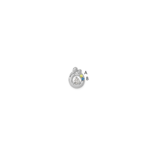 14k WG 2 Birthstone and Dia Mother/Child Chain Slide Semi-mount
