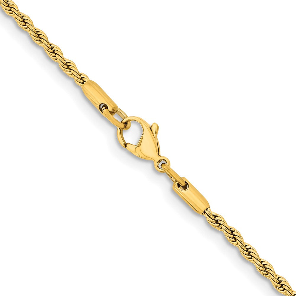 Stainless Steel Polished Yellow IP-plated 2.4mm 24 inch Rope Chain