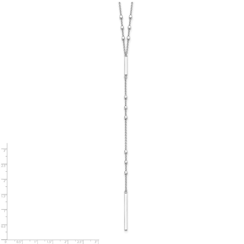 Sterling Silver Rhod-plated Beads/Vertical Bar w/ 1in ext. Y-Necklace 22 Inches