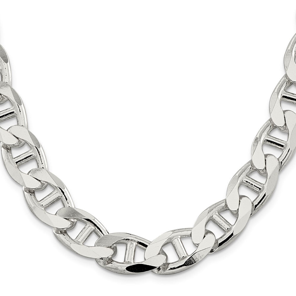 Sterling Silver 13.5mm D/C Flat Anchor Curb Chain 24 Inches