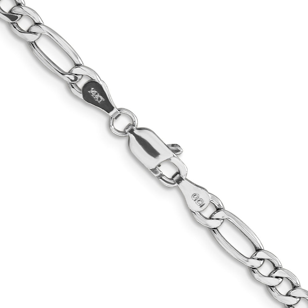 14K White Gold 22 inch 4.4mm Semi-Solid Figaro with Lobster Clasp Chain