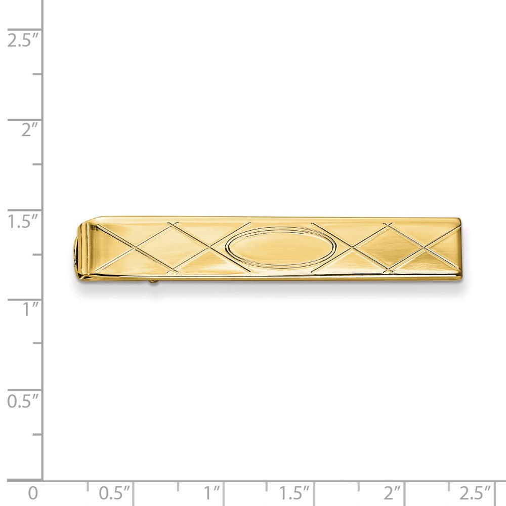Kelly Waters Gold-plated with Criss Cross and Oval Center Tie Bar