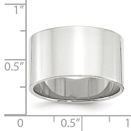 10k White Gold 12mm Lightweight Flat Wedding Band Size 5.5
