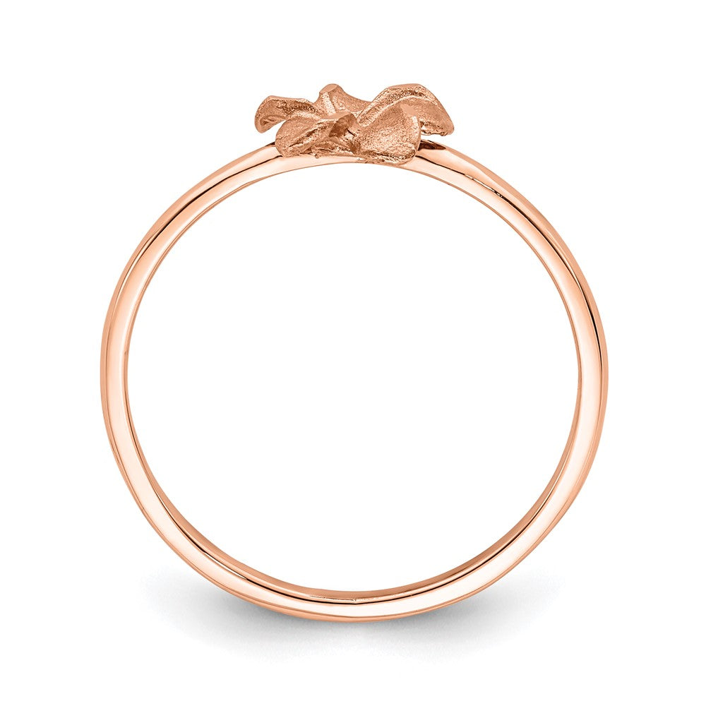 14k Rose Brushed & Polished D/C Plumeria Ring Size 7