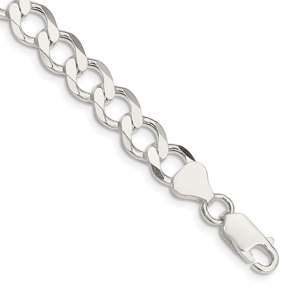 Sterling Silver 8.1mm Semi-solid Flat Curb Chain 8 inches