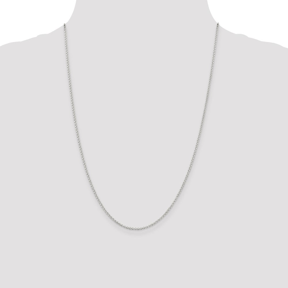 Sterling Silver Rhodium-plated 1.5mm Rolo Chain 24 Inches