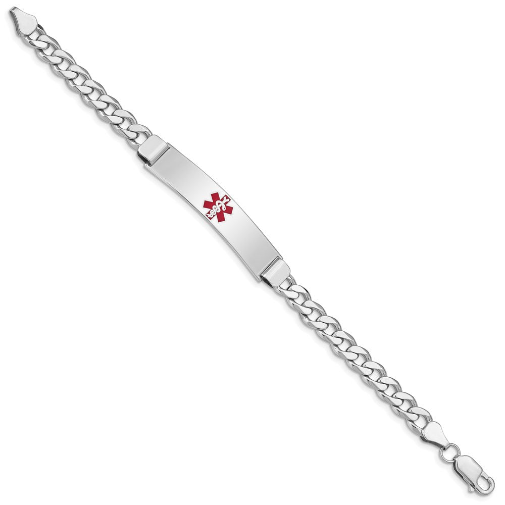 Sterling Silver Rhodium-plated Medical ID Curb Link Bracelet 7 inches