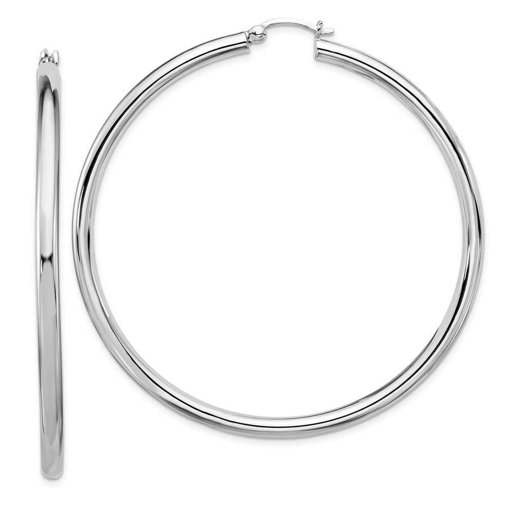 Sterling Silver Polished 3x67mm Hoop Earrings