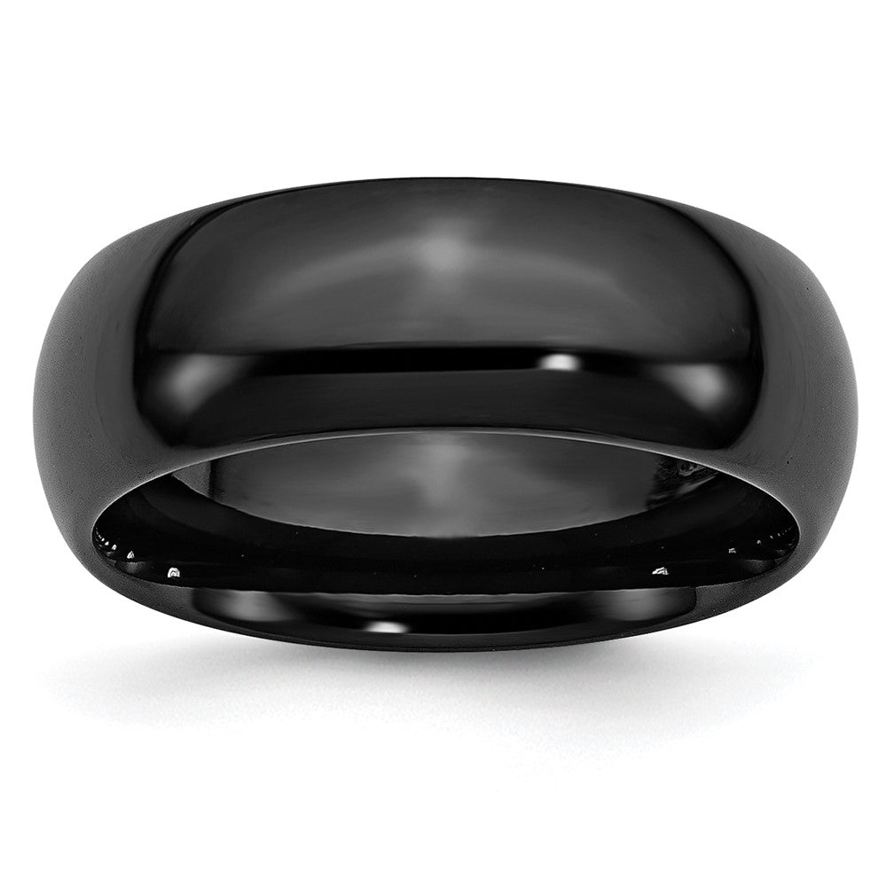 Black Ceramic 8mm Polished Band Size - 9