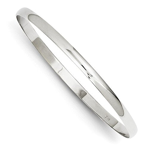 14k White Gold 4mm Solid Polished Half-Round Slip-On Round Bangle Bracelet