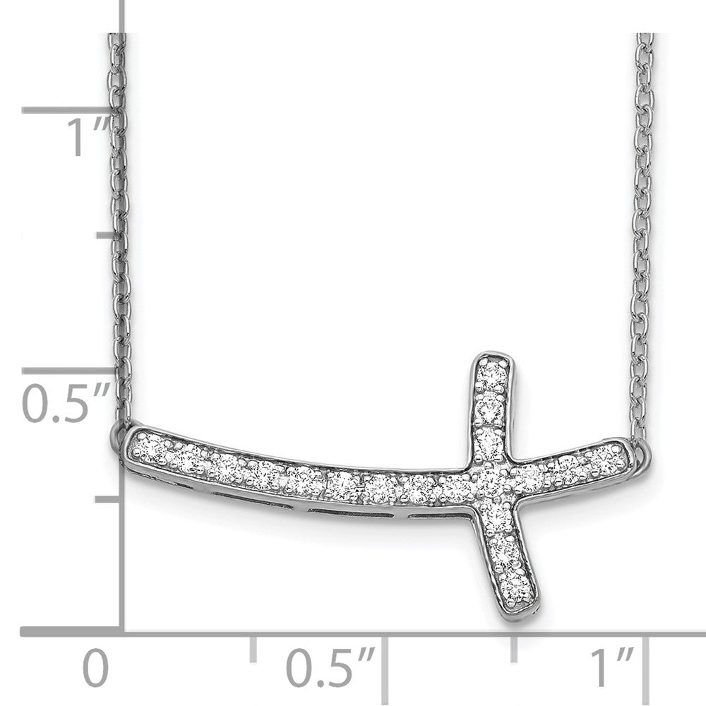 14k White Gold 1/5 carat Lab Grown Diamond VS/SI+ G+ 18 inch Sideways Cross Necklace