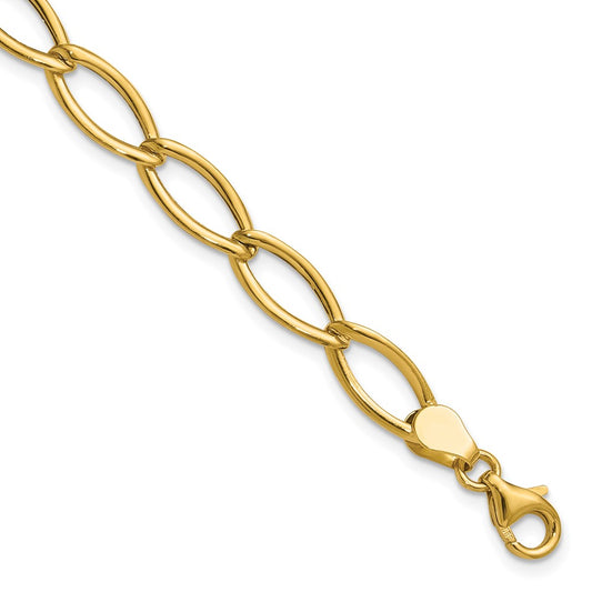 14K Polished Fancy Oval Link Bracelet