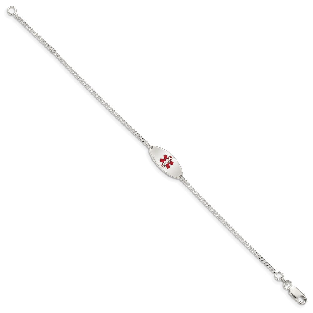 Sterling Silver Rhodium-plated Enamel Medical Jewelry Bracelet 7 inches