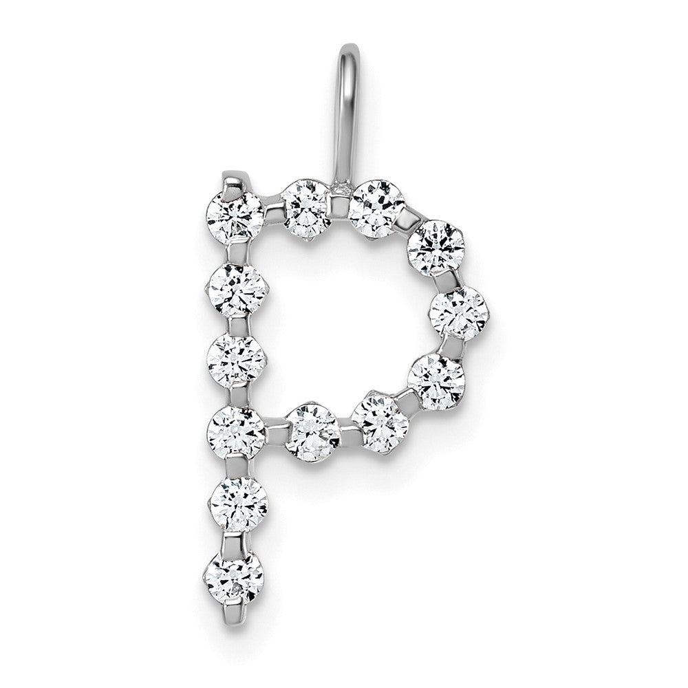 True Origin 14k White Gold 3/8 carat Lab Grown Diamond VS DEF Alphabet P Pendant