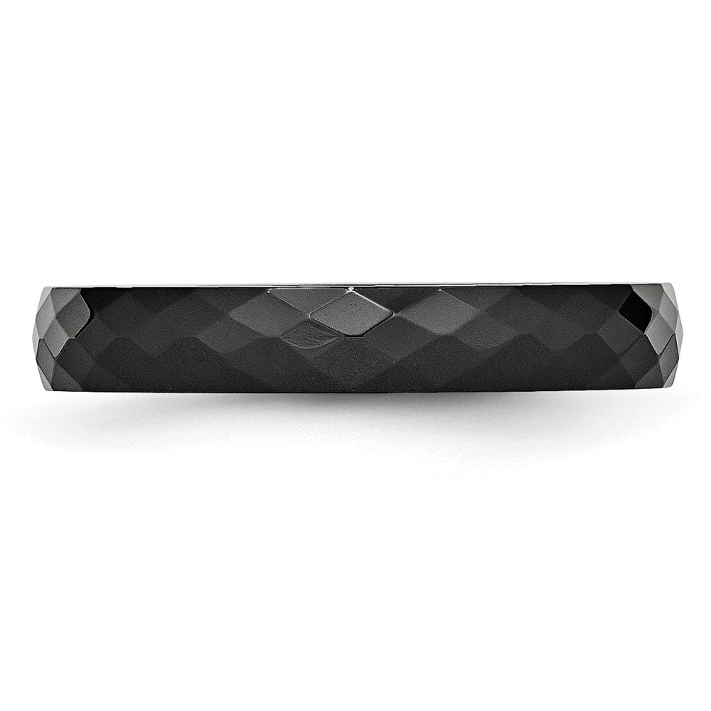 Ceramic Black 4mm Faceted Polished Band Size - 6