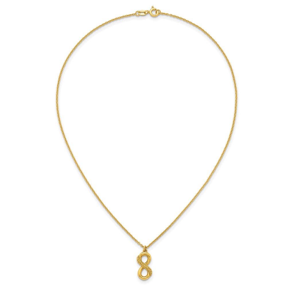 Sterling Silver Gold-tone Polished and Textured Infinity 16 inch Necklace