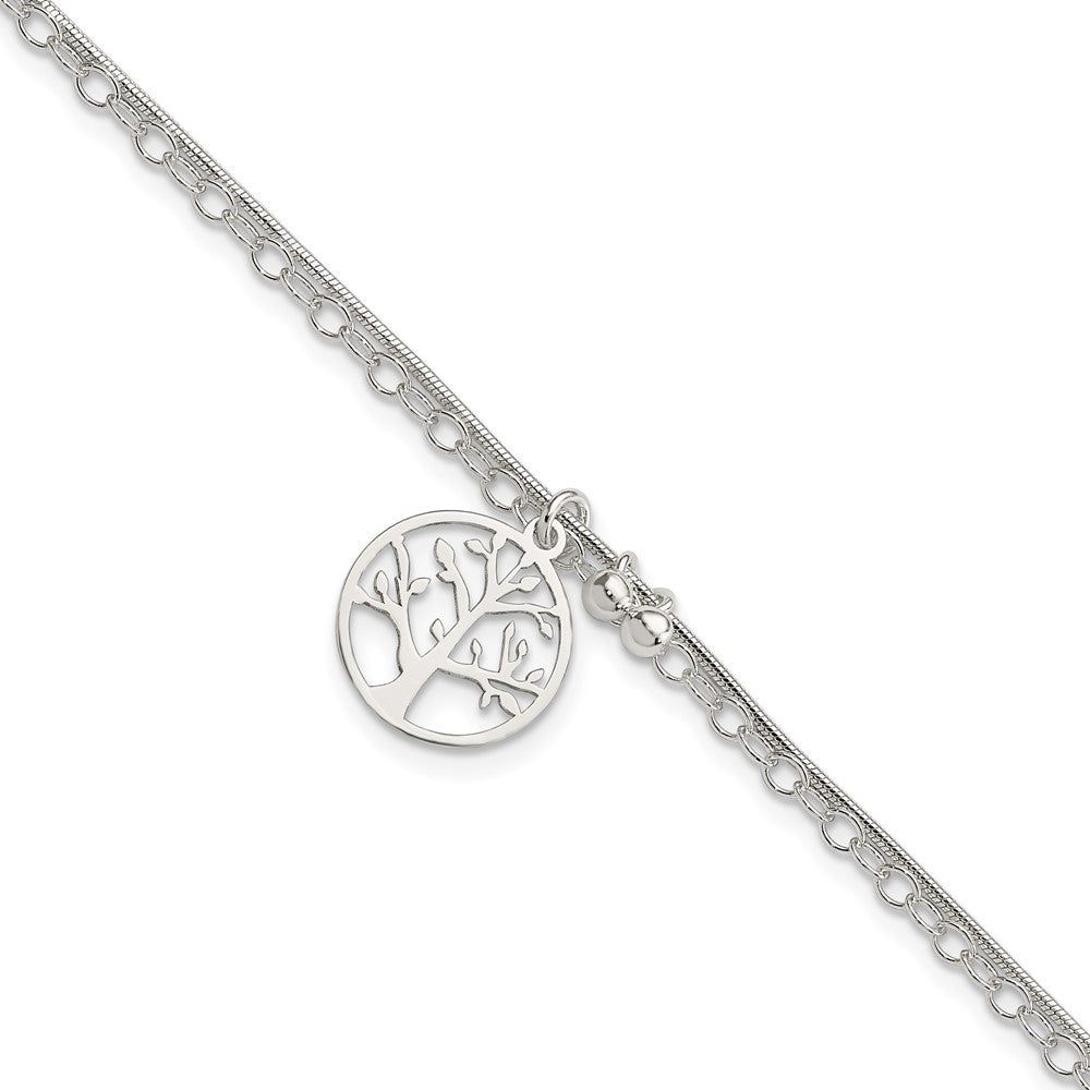 Sterling Silver Polished 2-strand Tree 7.5in Bracelet 7.5 inches