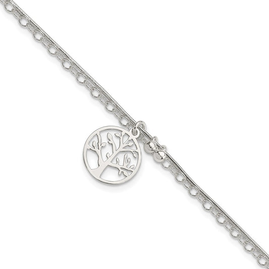 Sterling Silver Polished 2-strand Tree 7.5in Bracelet 7.5 inches
