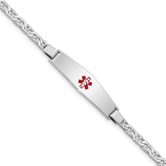 Sterling Silver Rhodium-plated Medical ID Anchor Link Bracelet 7 inches