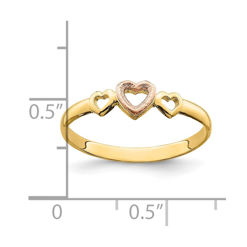 14k Rose and Yellow Gold Hearts Ring Size 6
