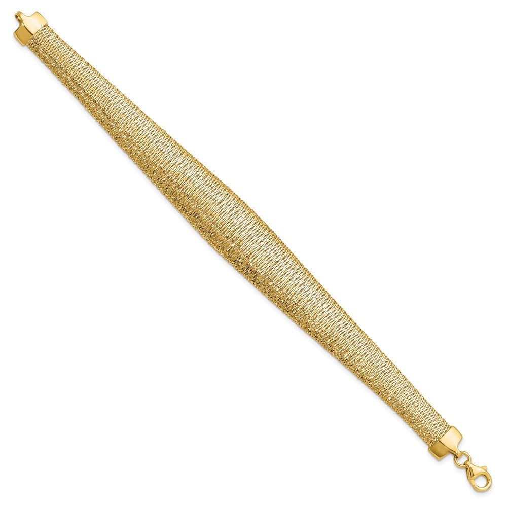 14K Polished Woven Graduated Dome Bracelet 7.5  inches